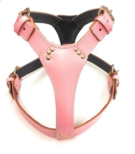 Beautiful Baby Pink Leather Dog Harness fit any Large Size dog like Staffy... - Picture 1 of 1