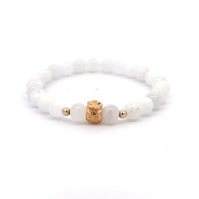 18K золото деньги мяч Lucky подвеска бисер браслет драгоценные камни лунный камень 6 мм - Изображение 1 из 4