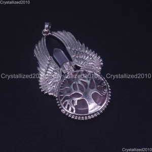 Natural Gemstones Hexagonal Life Tree Angel Wing Healing Pendant Necklace Beads - Picture 1 of 37