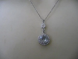 CLAIRE ANHÄNGER KÜNSTLICHE DIAMANTEN 1/2" R MIT SILBERFARBENER KETTE HALSKETTE #28/10 - Bild 1 von 5