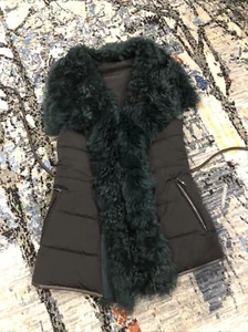 maximillion bloomingdales S dyed shearling lambskin puffer vest msrp$999 Worn 1X - Picture 1 of 11