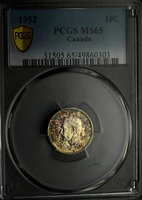 1952 Ten Cents 10¢ PCGS MS-65 - Very Nice Tones & Very Shinny - Image 1 of 3
