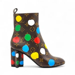 Louis Vuitton x Yayoi Kusama Monogram Dots Coated Ankle Boots EU 36 US 5.5 - Picture 1 of 10