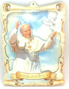 Pope John Paul II Vatican Souvenir Commemorative Wood Wall Plaque Made in Italy - Picture 1 of 5