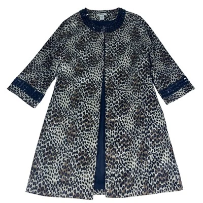 Chaqueta Abrigo Mujer Moon Leopardo Estampado Animal Cuentas L Marrón Frente Abierto Elastizado Foto 1 de 4