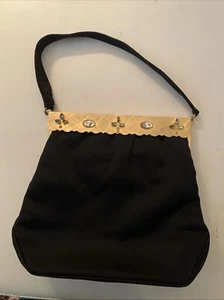 Vtg 50's Twifalle By Rosenfeld Evening Purse Cameo Clasp Goldtone Rhinestones - Picture 1 of 14