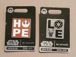 Disney 2021 Her Universe Limited Release Set of 2 Star Wars Hope & Love Pins NEW - Picture 1 of 2