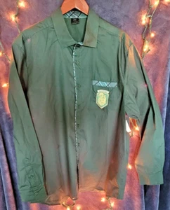 UNIVERSAL Harry Potter SLYTHERIN Men Green Oxford Long-Sleeve School Shirt LARGE - Picture 1 of 11
