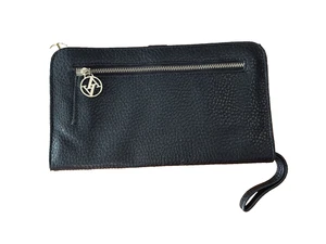 ADRIENNE VITTADINI Black Pebbled Leather Wristlet Clutch - Picture 1 of 5