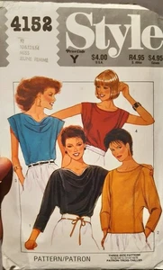 Vintage Uncut sewing pattern batwing top short/ long sleeve 4152 Style - Picture 1 of 6