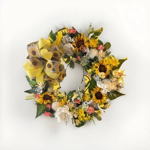 New Large Custom Made Farmhouse 22” Sunflower Fall Wreath! - Picture 1 of 2