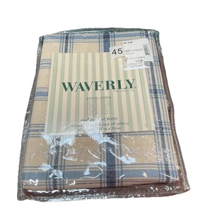 VTG Waverly Rod Pocket Tiers 2 Pantry Indigo Plaid Panels Curtains 28”x36”Ea NIP - Picture 1 of 7
