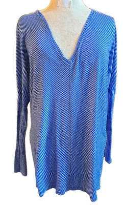 Top de entrenamiento Beyond Yoga azul a rayas para mujer L manga larga atlético gimnasio atletismo Foto 1 de 4