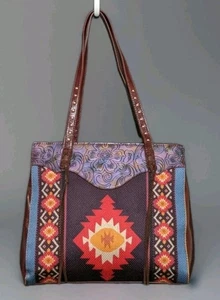 CONCEAL/CARRY SOUTHERWESTERN MOTIF PRINT LARGE SHOULDER BAG/SATCHEL - Picture 1 of 13