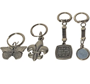 Lot Of 5 Keychains 2 Pewter Signed Clift, 1 1943 Steel Penny ,1 Robert Schuller - Picture 1 of 23