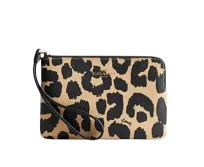 NWT Coach Corner Zip Wristlet With Leopard Print - Image 1 of 4