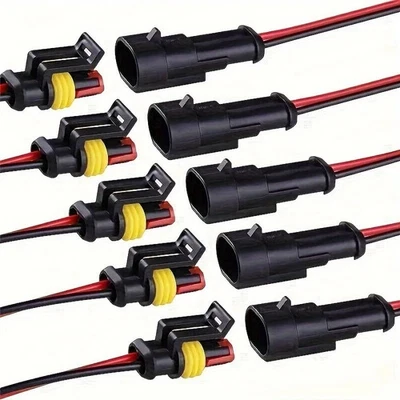 5 Set 12V 2Pin Cable Wire Connector Plug Waterproof Sealed For Electrical Car UK - Image 1 of 4