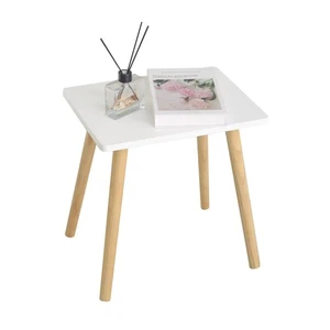 Side Table Small End Accent Table for Living Room Modern White Solid Wood - Picture 1 of 6