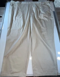 Pantalone uomo king size 58x38 grande leggero piatto davanti gamba dritta zip cotone cachi - Foto 1 di 22