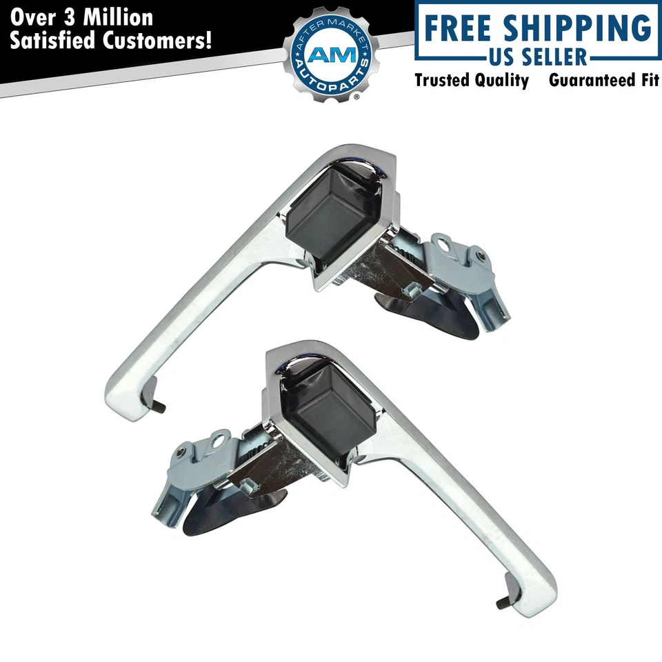 Chrome Outside Exterior Door Handle Left & Right Pair Set for 80-96 Ford Truck - Image 1 of 4