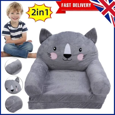 Kids Sofa -  Convertible 2-in-1 Toddler Chair & Lounger Removable Washable Cover - Image 1 of 4