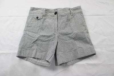 Pantalones cortos Jennifer & Grace para mujer Seersucker con puños a rayas CN6 blancos talla 4 Foto 1 de 3