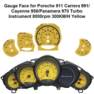 Gauge Face for Porsche Carrera 991/Cayenne 958/Panamera 970 Turbo Yellow 300KM/H - Image 1 of 4