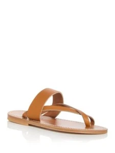 KJACQUES Womens Beige Nehru Round Toe Slip On Leather Thong Sandals Shoes 40 - Picture 1 of 11