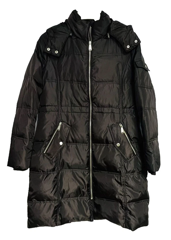 Chaqueta Abrigo Saks Fifth Avenue Marrón Mujer Plumón Abombado Talla M Capucha Extraíble Foto 1 de 4