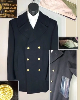Chaquetón de lana Coast Gaurd Academy 1964 de colección con bolsillo de espada de cuero para hombre talla 40 regular Foto 1 de 4