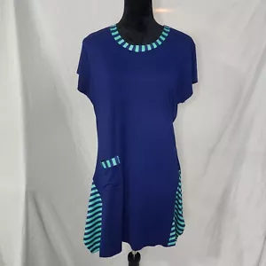 ¡Nuevo! COCO + CARMEN Talla XXL Asimétrica Azul Rayón Elastizado Tejido Ropa de Salón Túnica - Imagen 1 de 10