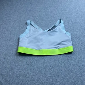 Nike Sports Bra Women XL Grey Neon Green Band Crossback Straps Gym Yoga Workout - Picture 1 of 8