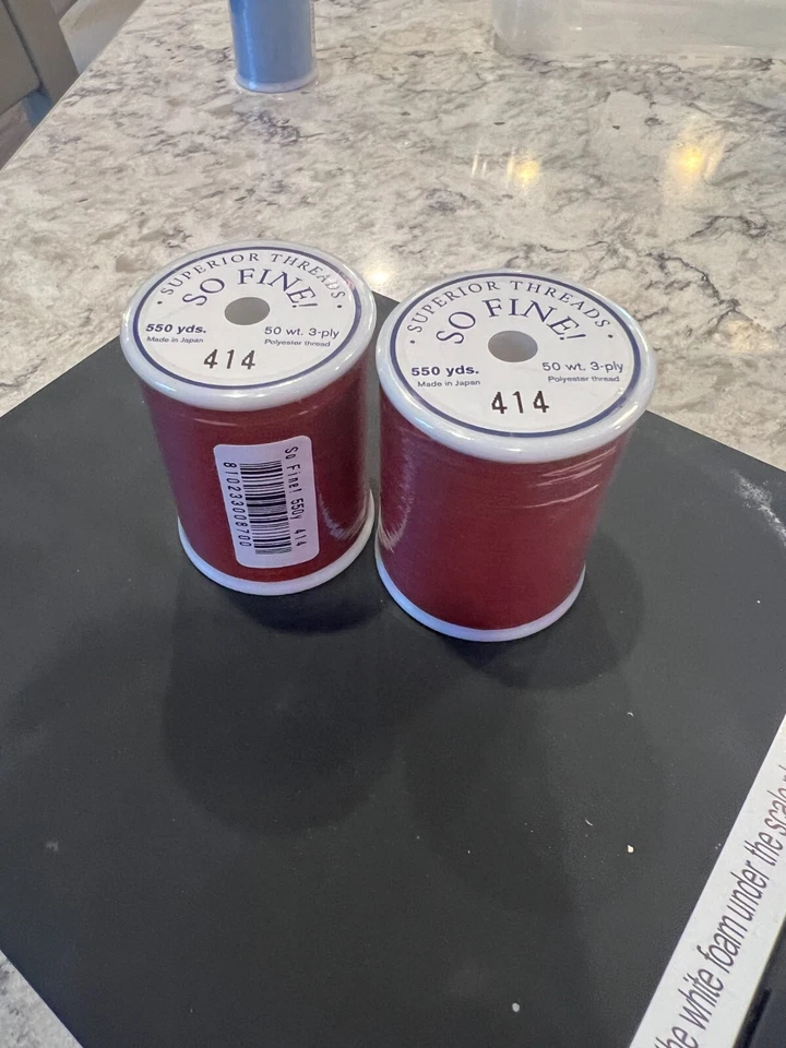 414 So Fine Polyester Thread 3-ply 50wt 550yds Claret LOT of 2 - Image 1 of 1