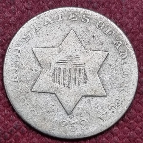 1852 Three Cent Silver Trime 3c Circulated #60417 Cover