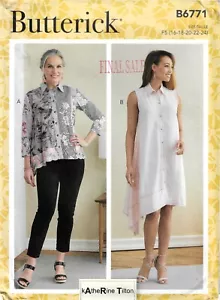 Butterick B6771 Shirt & Shirtdress Katherine Tilton Sewing Pattern Size 16 to 24 - Bild 1 von 2