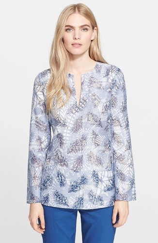 Tunica nuova con etichette Tory Burch Burnout testurizzata Mar Baltico acchiappasogni $275 10