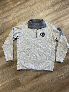 Antigua Sporting Kansas City Quarter 3/4 Zip Pullover Sweater Sweatshirt LARGE - Picture 1 of 6