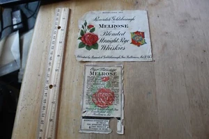 MELROSE BLENDED STRAIGHT RYE WHISKEY LABEL - 2 LABELS INV L26 - Picture 1 of 2