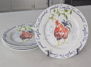 Tabletops Gallery Coq Au Vin Plates 8" Dessert Salad Chicken Design Plates - Picture 1 of 6