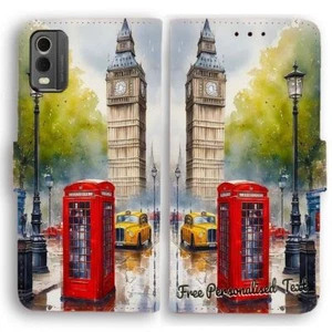 Personalised Text Wallet Phone Cover For LG Series - London Big Ben Phone Booth - Picture 1 of 1