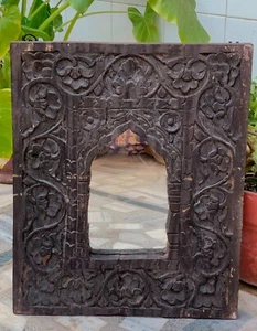 Old wooden dressing mirror frame wall hanging painted carved frame home decor - Picture 1 of 9