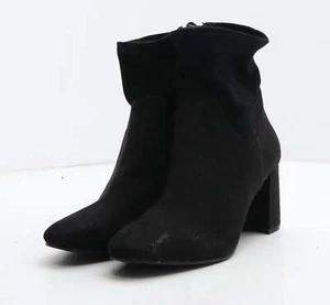 Bota botín de gamuza negra para mujer H&M UK 4 EU 37 - Imagen 1 de 12