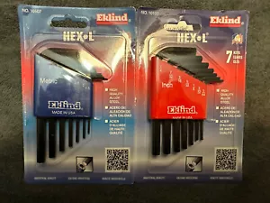 Eklind Tool 5/64 to 1/4 SAE and 1.5 to 6 metric L-Handle Hex Key Sets USA NEW - Picture 1 of 5
