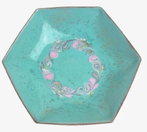 Piatto portagioie metallo smaltato blu Handmadet Paradise Guild Studio Art PAT - Foto 1 di 8