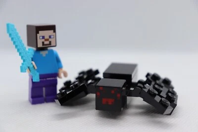 2) Araña Negra + Steve Lote 21166 21113 21118 Minecraft LEGO Minifigura Figura Foto 1 de 2