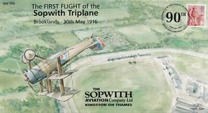 RAF FF6a 90th Anniv 1st Flight of the Sopwith Triplane FDC Flown Piper Warrior. - Picture 1 of 1