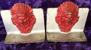 Vintage Native American Indigenous Chief Bookends Pair - Picture 1 of 8