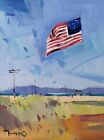 JOSE TRUJILLO Oil Painting IMPRESSIONISM Collectible ORIGINAL American Flag
