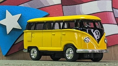 KINSMART 1962 VW VOLKSWAGEN BUS SAMBA [AMARILLO/NEGRO] SUELTO ESCALA 1:64 STOCK EE. UU. Foto 1 de 4
