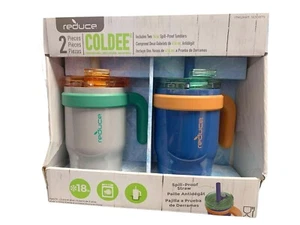 Reduce Coldee Kids Spill Proof Tumbler 2Pk 14oz Each 3 in 1 Lid 18 Hours Cold - Picture 1 of 8